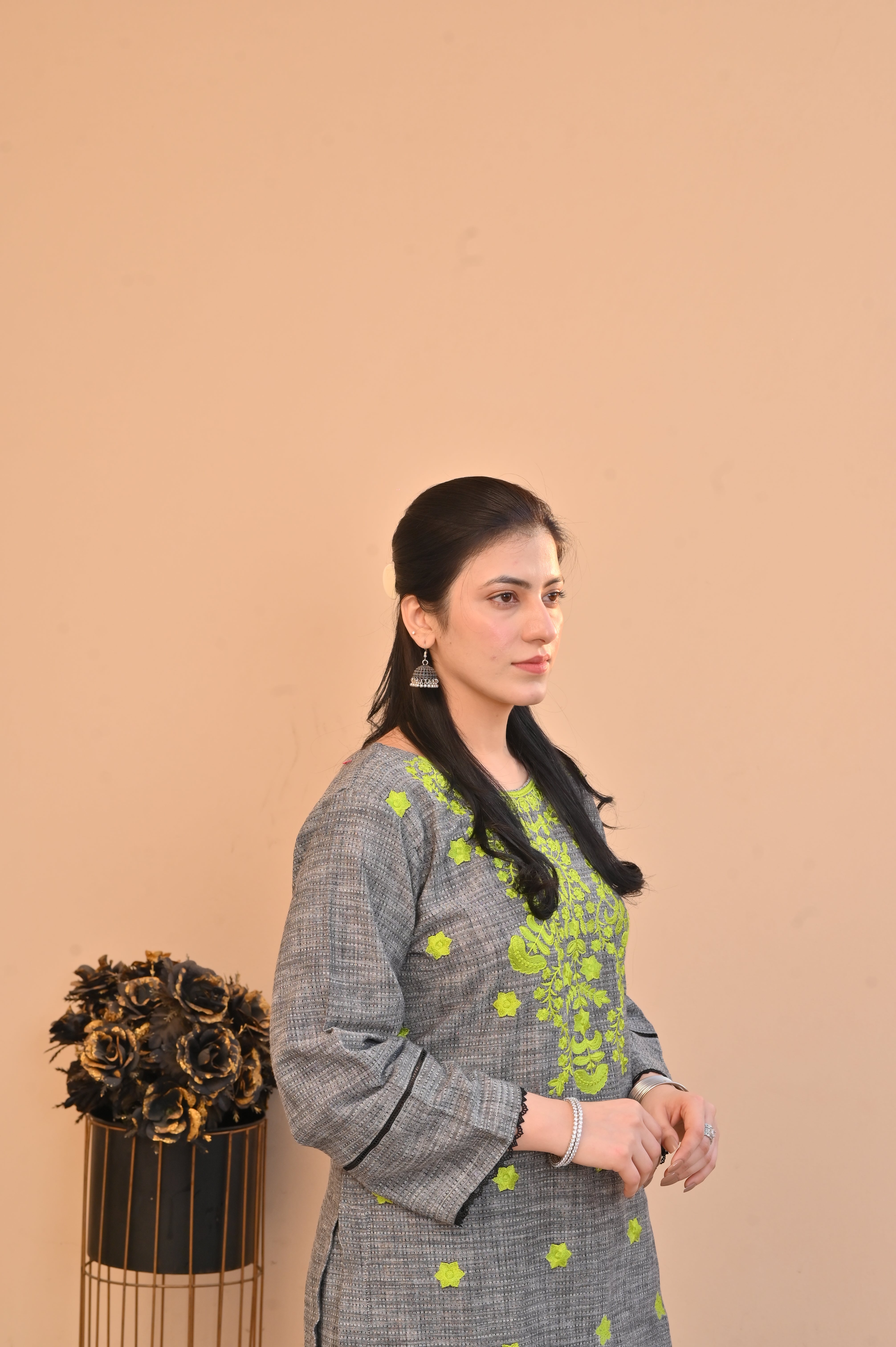 2 Pc Embroidered Stitched | GRAY
