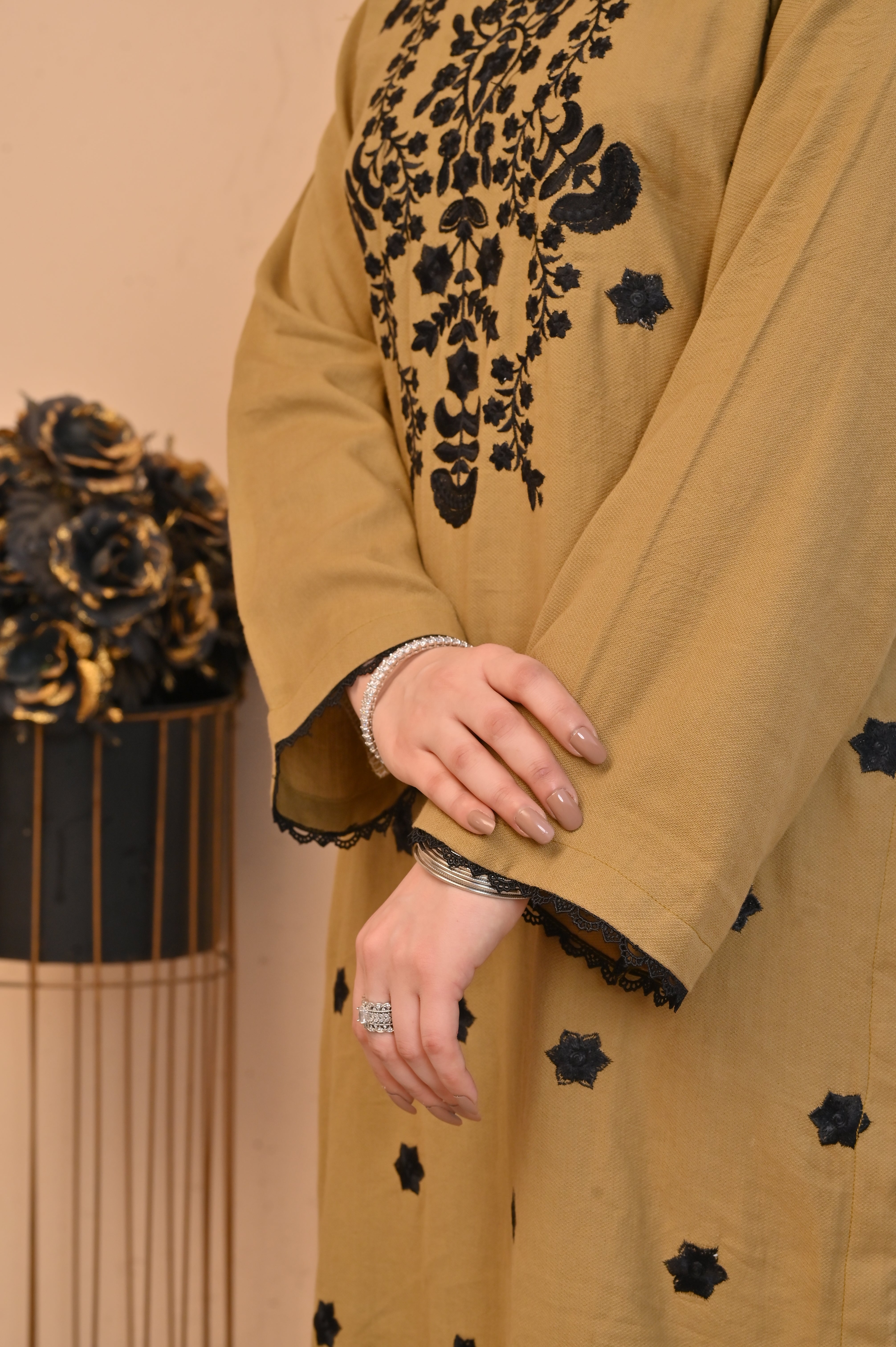 2 Pc Embroidered stitched | Olive Brown