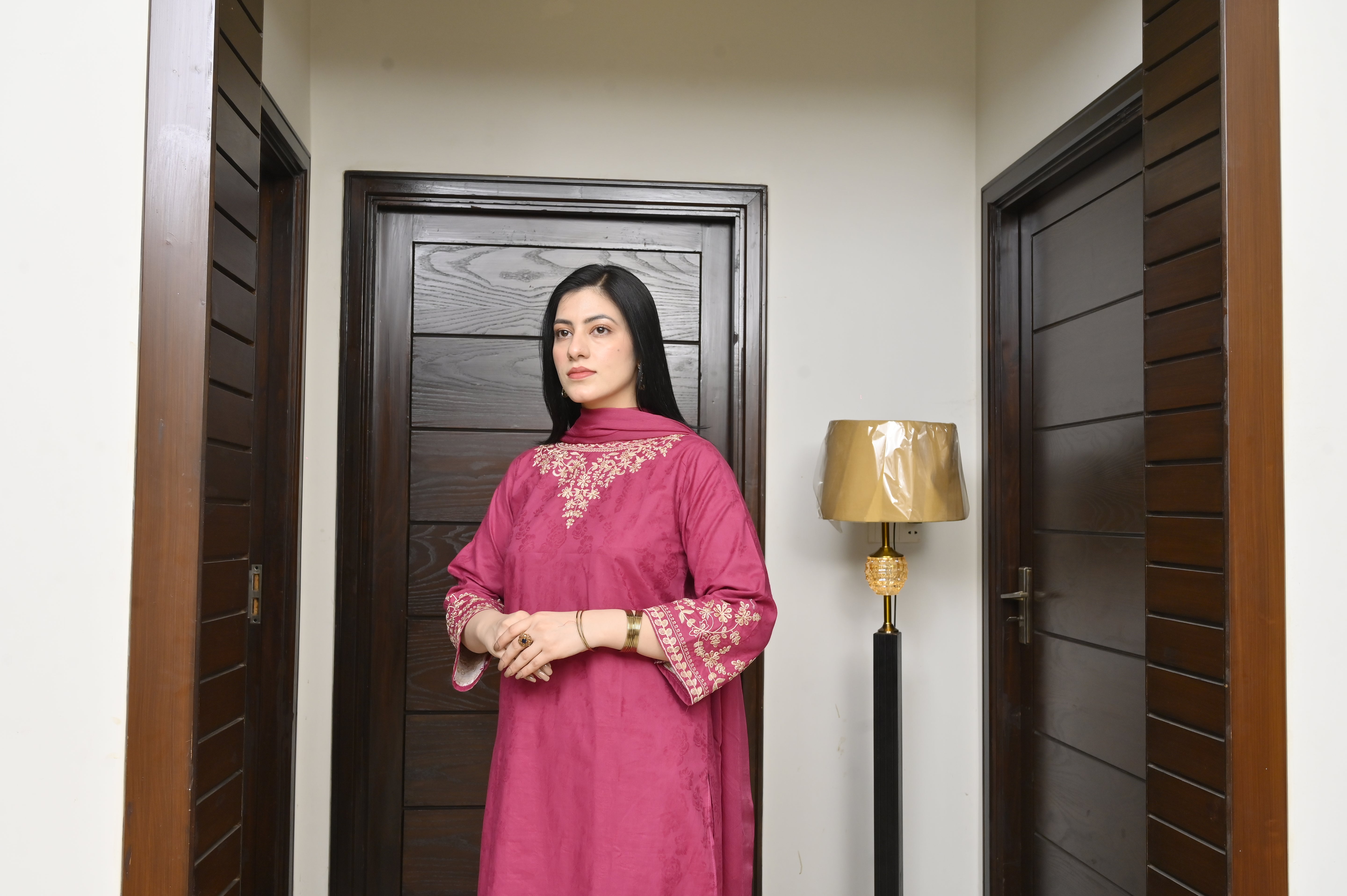 2 Pc Embroidered Stitched | Pink