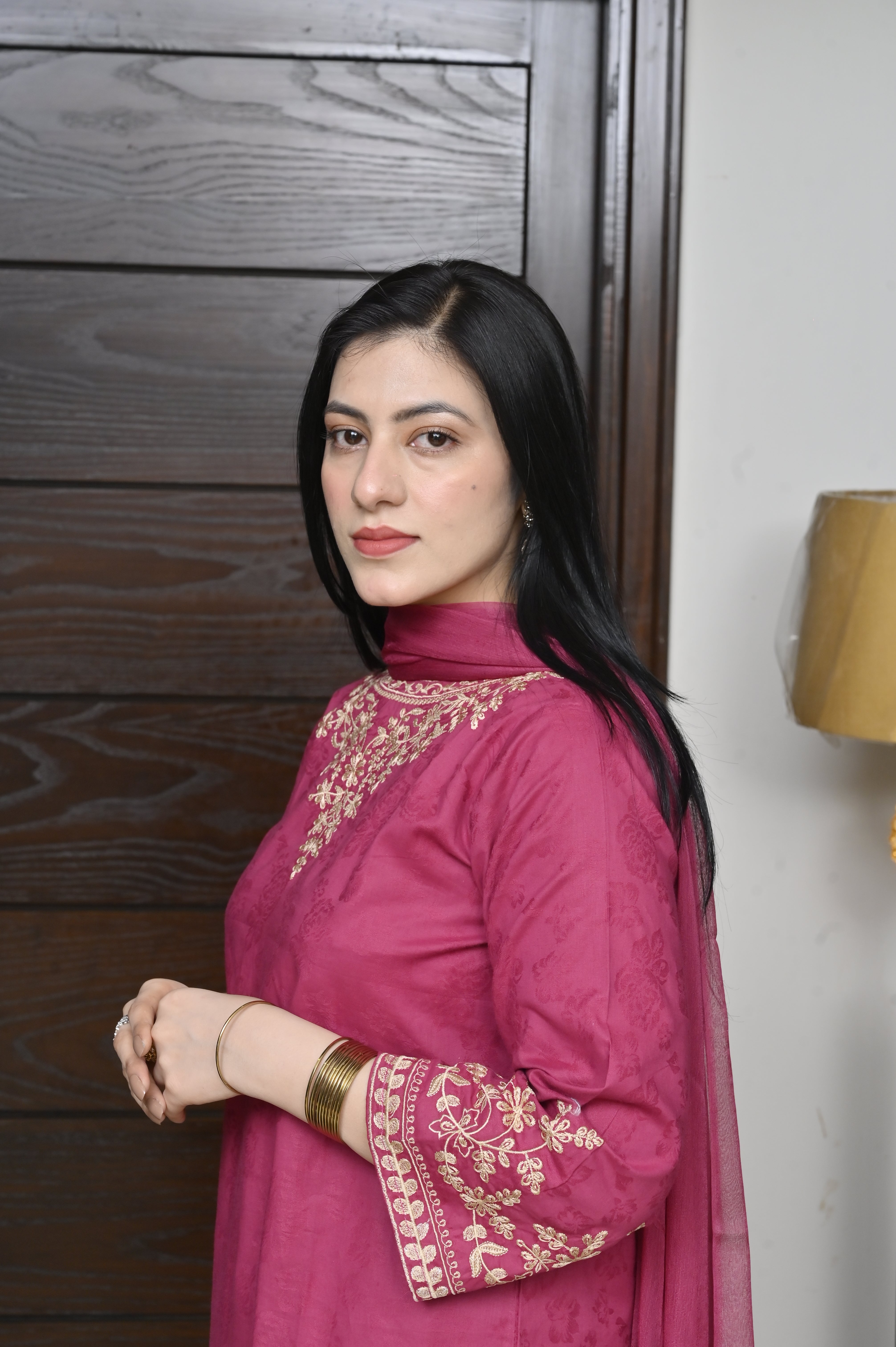2 Pc Embroidered Stitched | Pink
