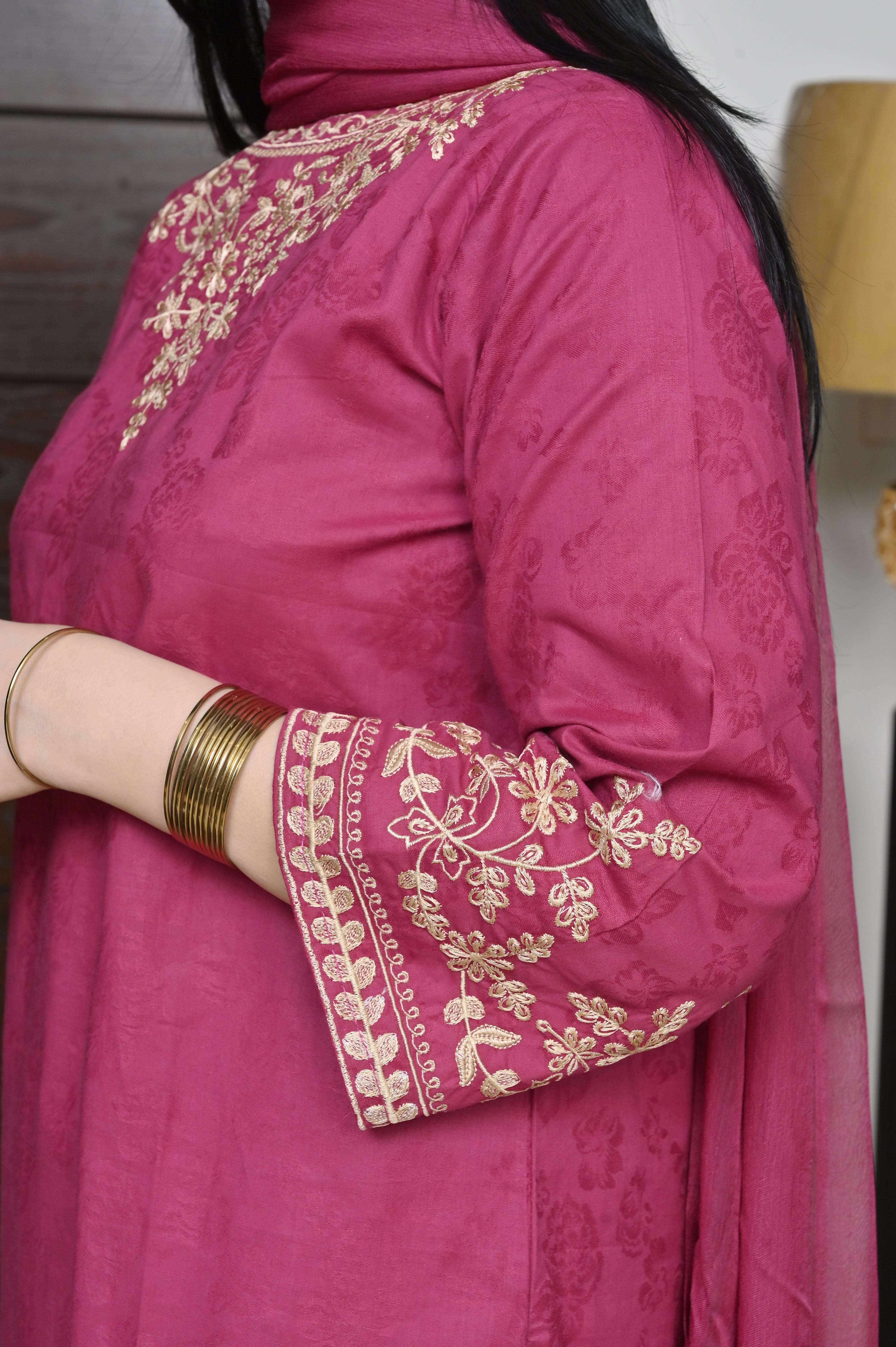2 Pc Embroidered Stitched | Pink
