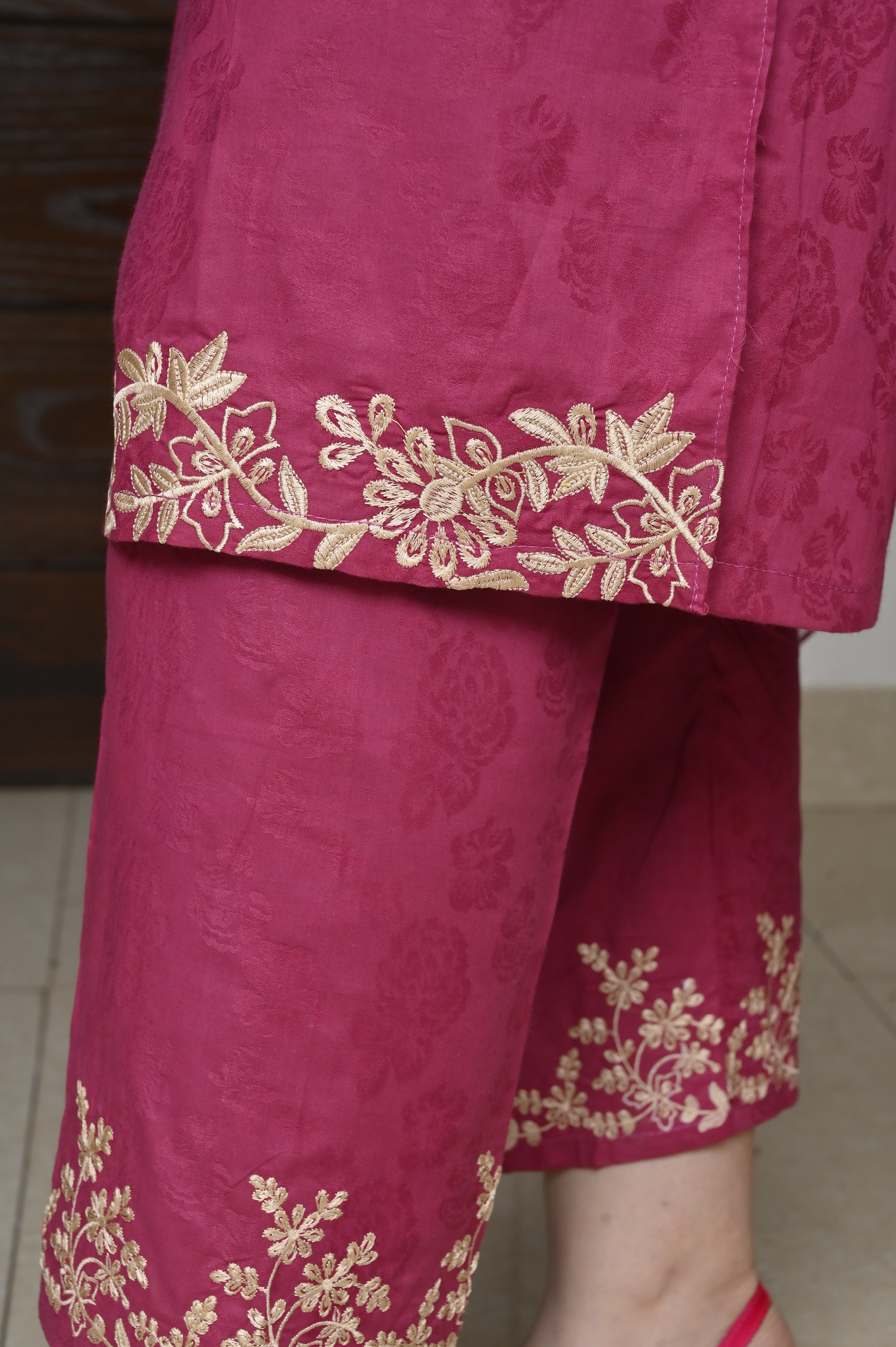 2 Pc Embroidered Stitched | Pink
