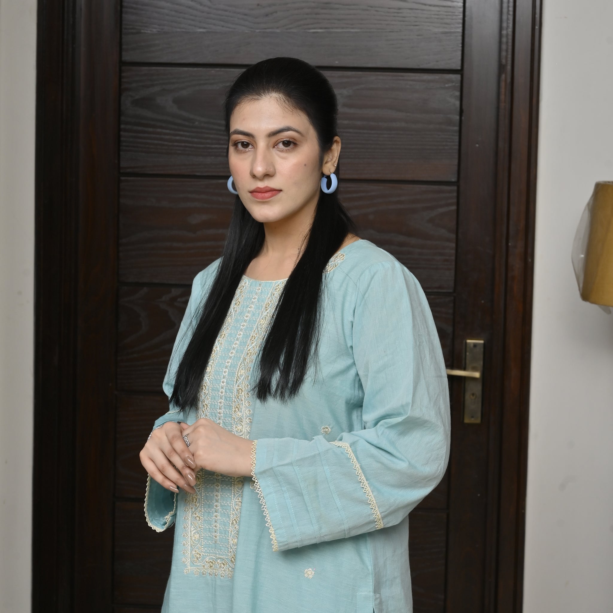 2 Pc Embroidered Stitched | Soft Blue