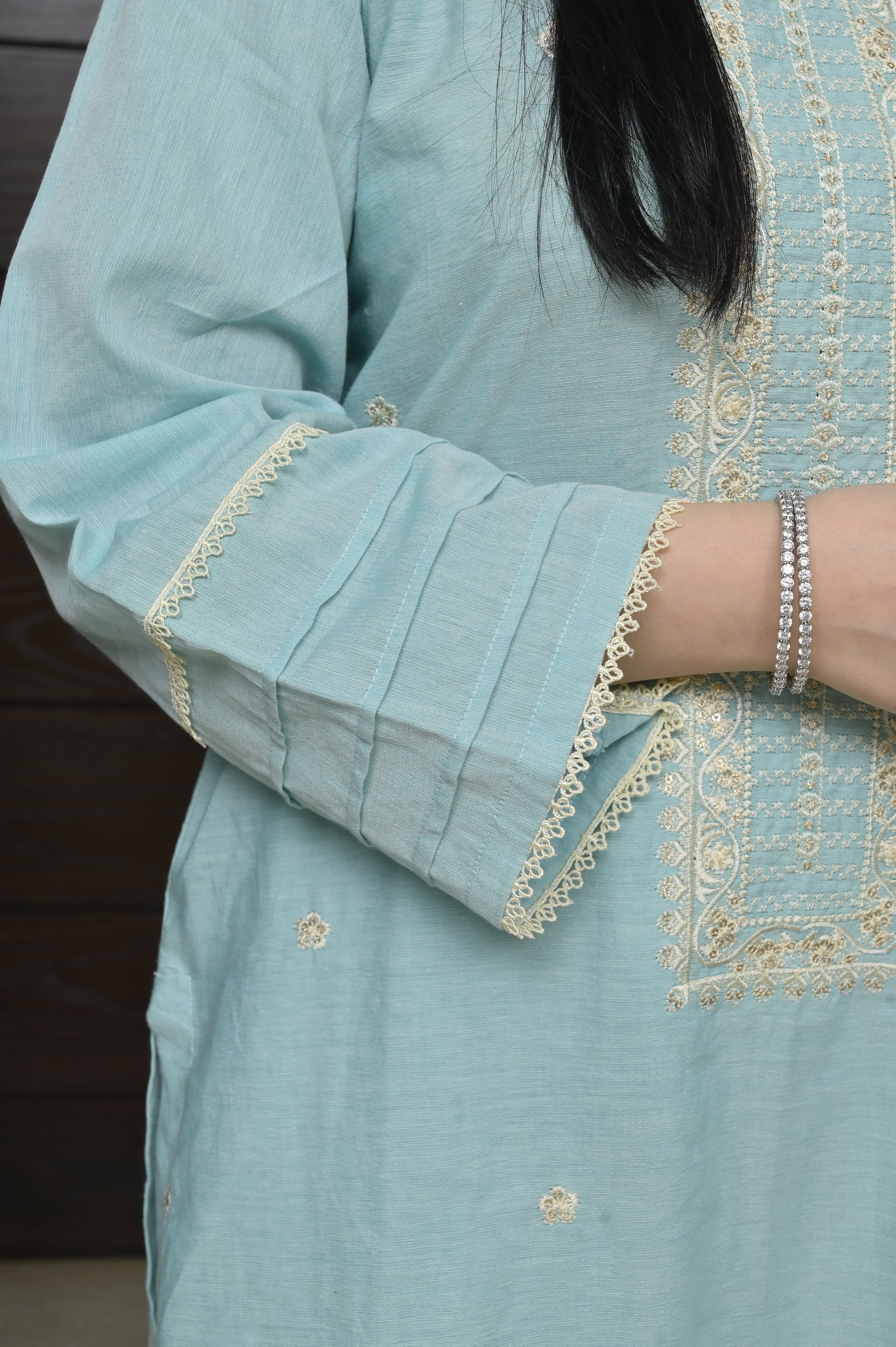 2 Pc Embroidered Stitched | Soft Blue