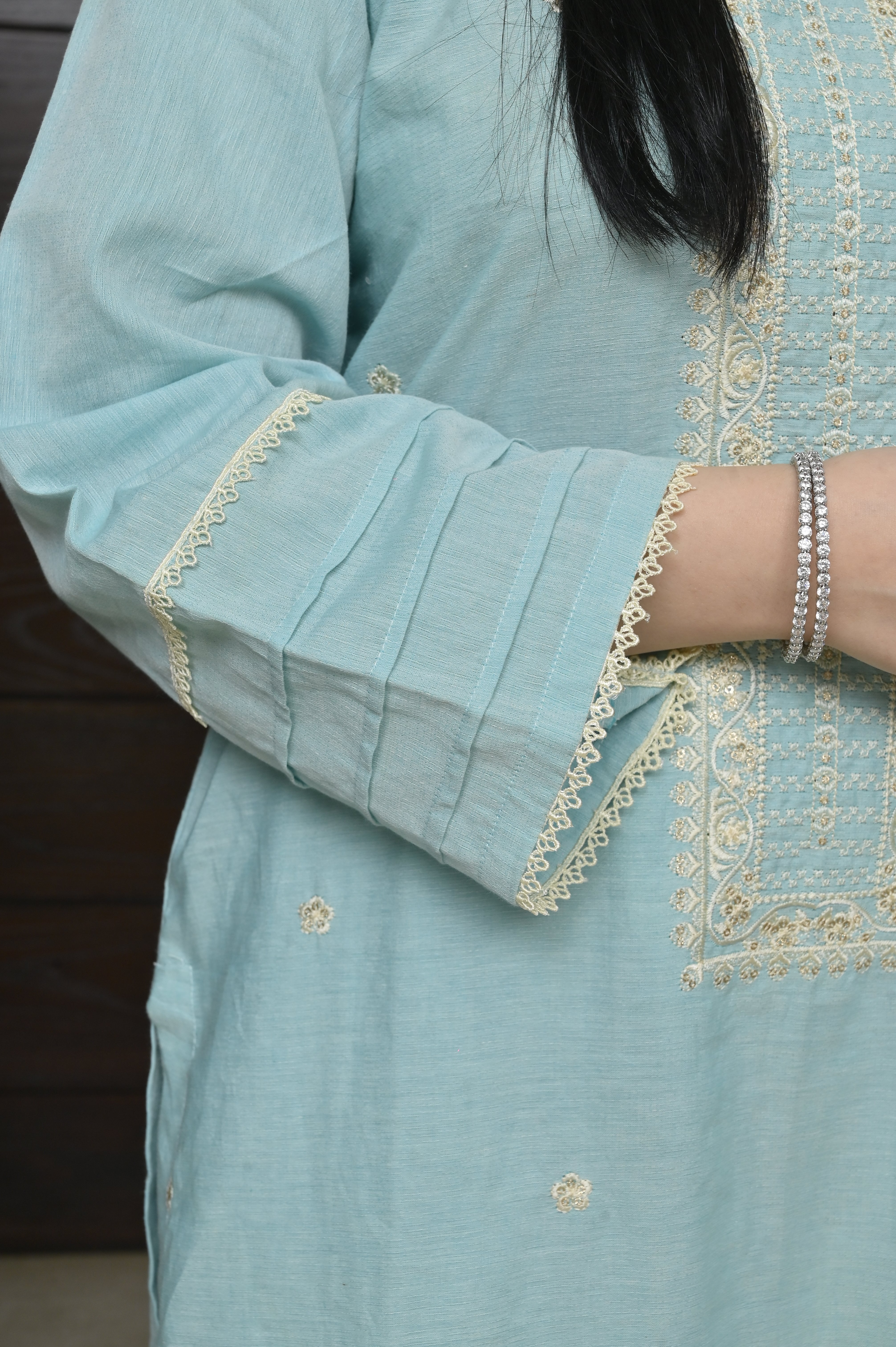 2 Pc Embroidered Stitched | Soft Blue