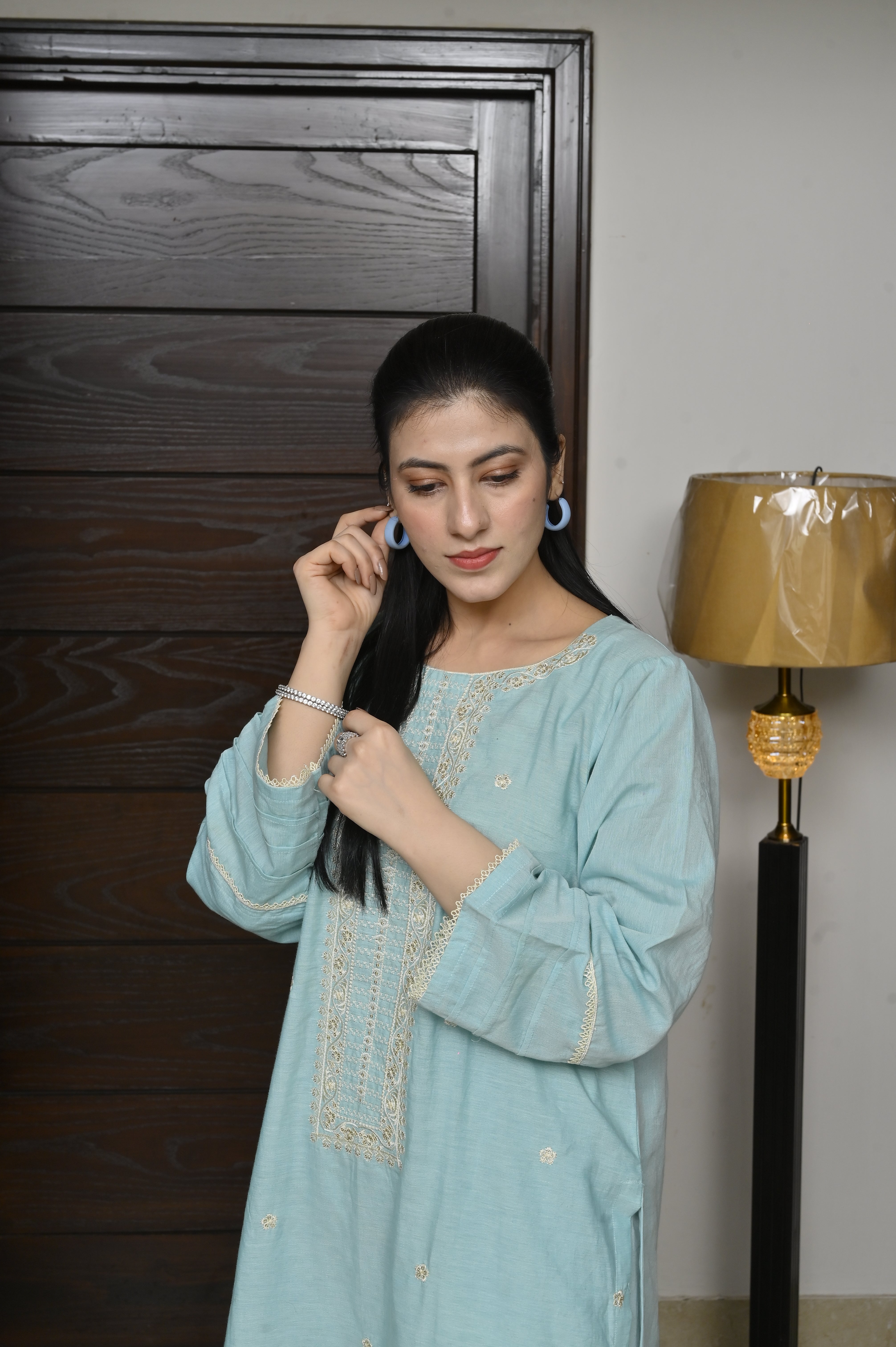 2 Pc Embroidered Stitched | Soft Blue