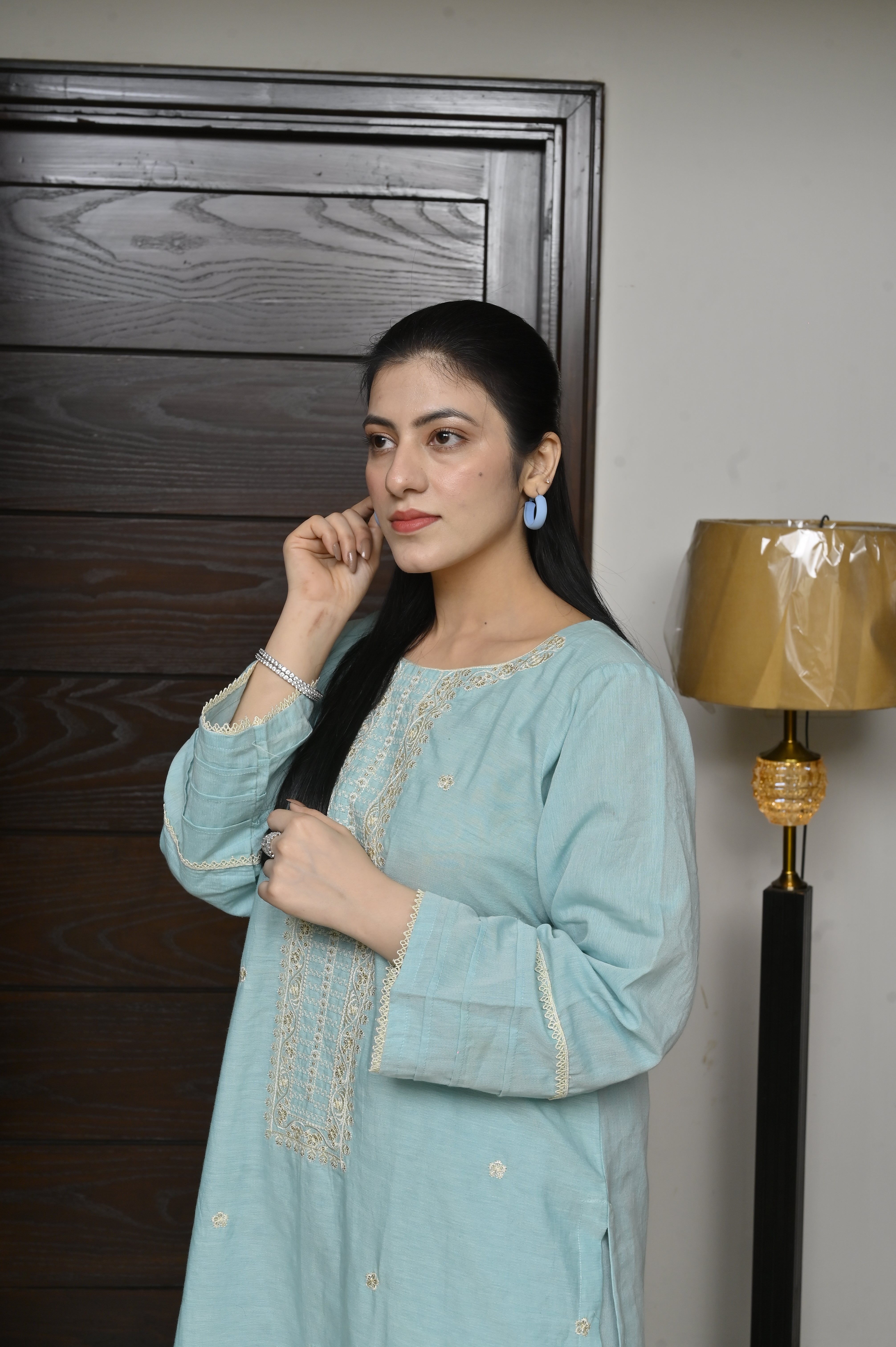 2 Pc Embroidered Stitched | Soft Blue