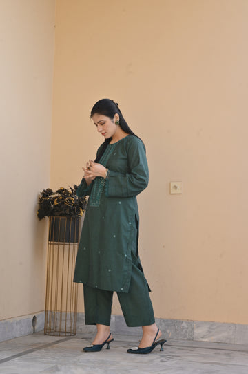 2 Pc Embroidered Stitched | GREEN