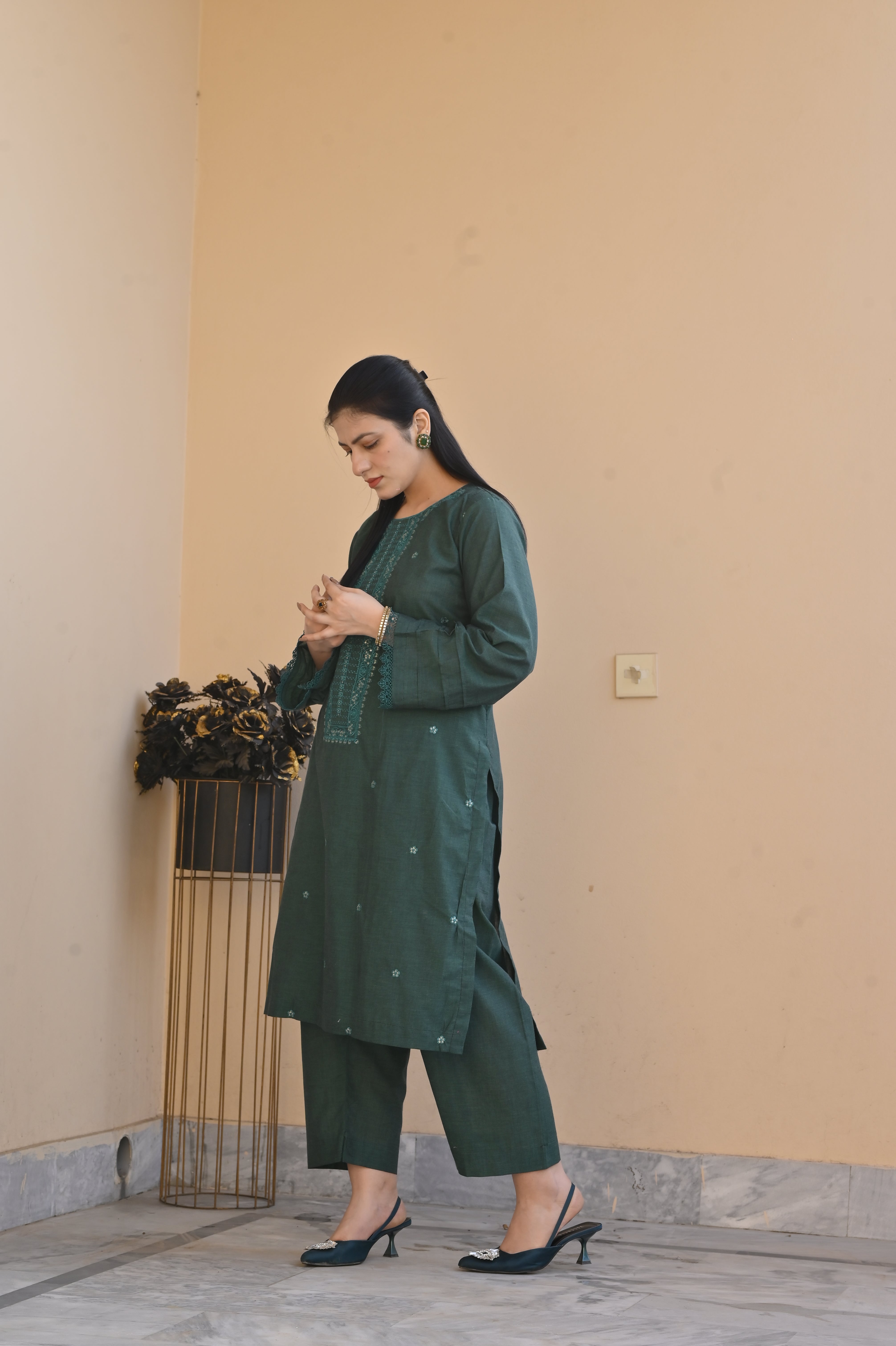 2 Pc Embroidered Stitched | GREEN