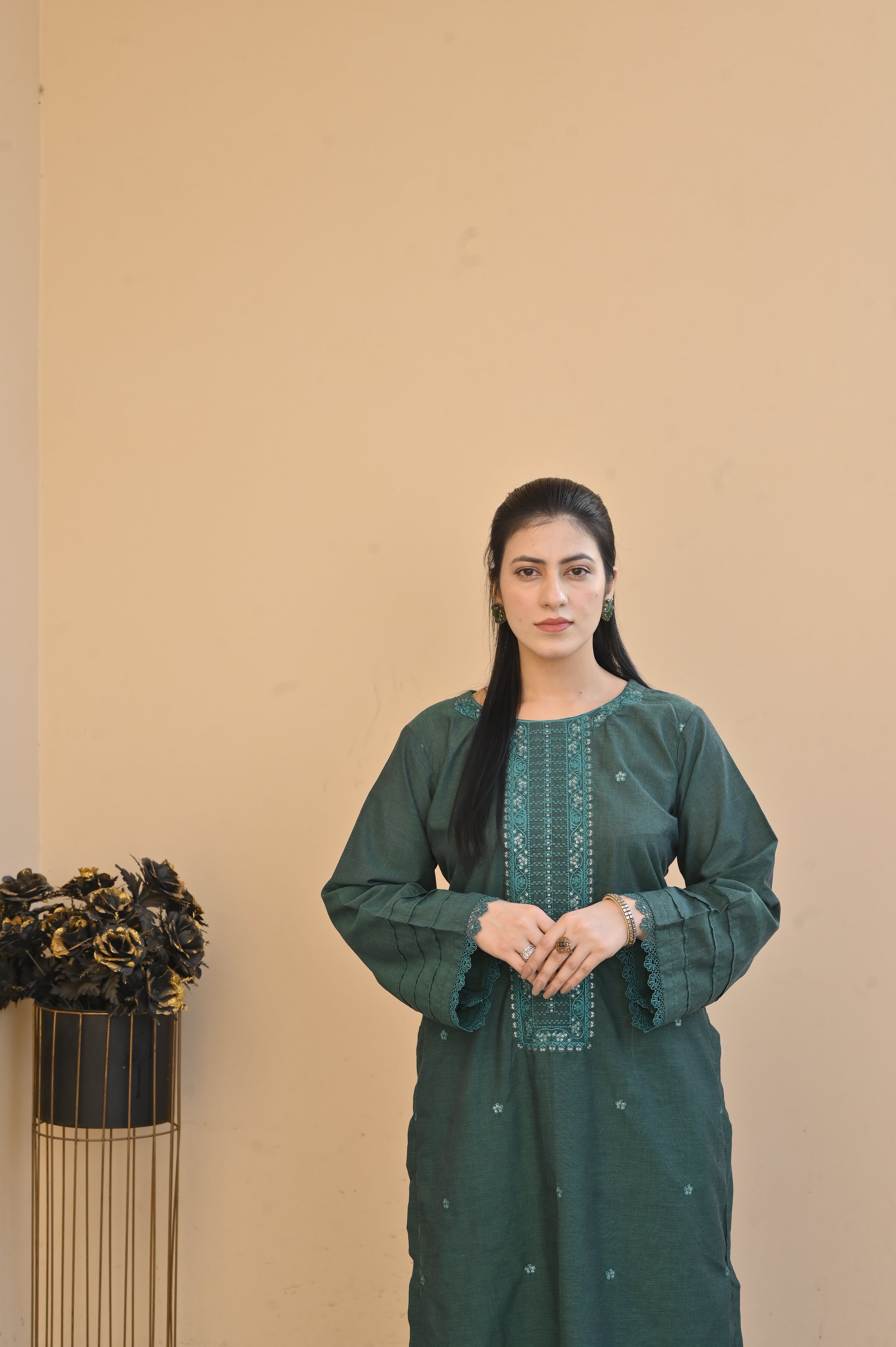 2 Pc Embroidered Stitched | GREEN
