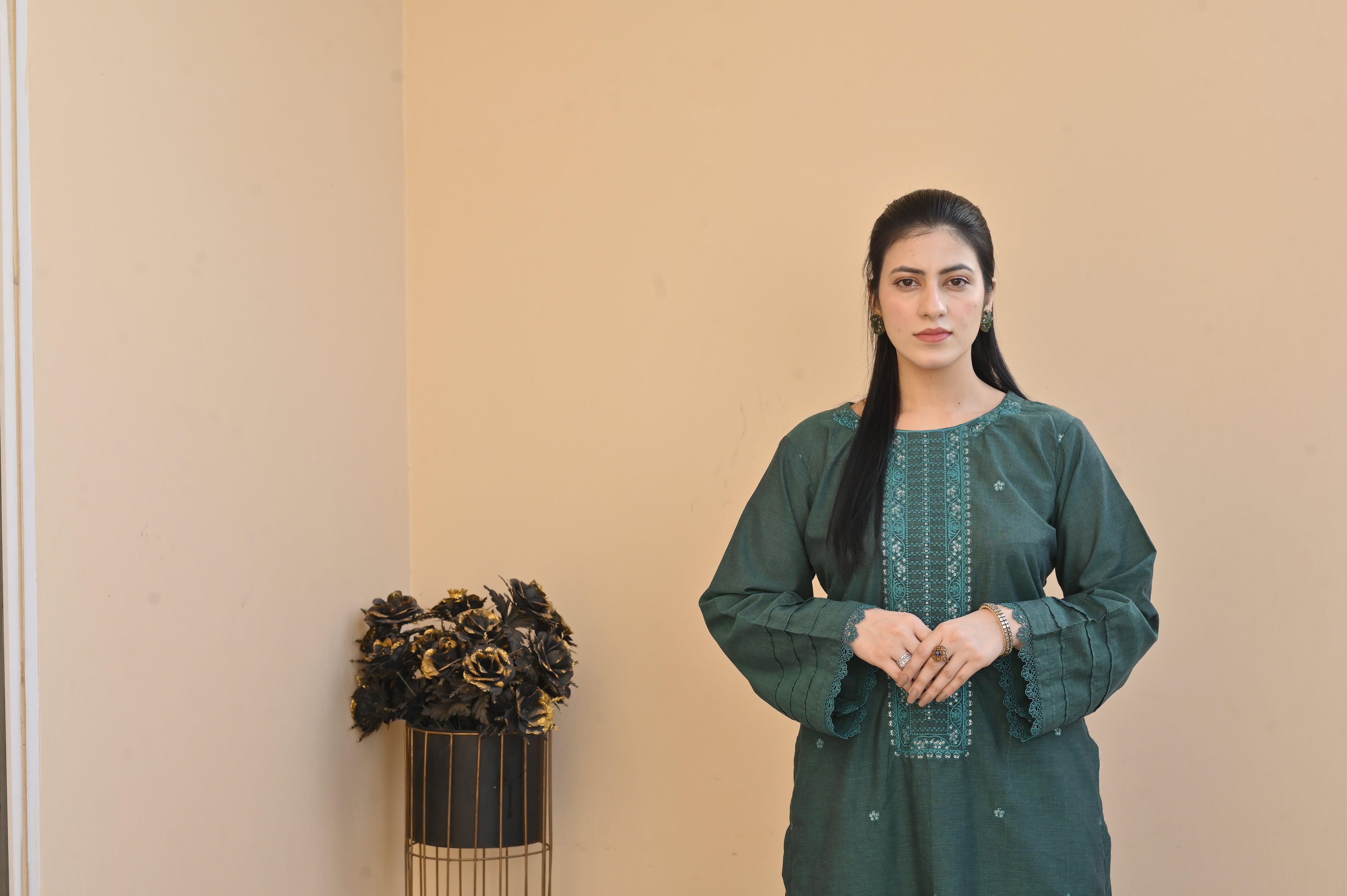 2 Pc Embroidered Stitched | GREEN