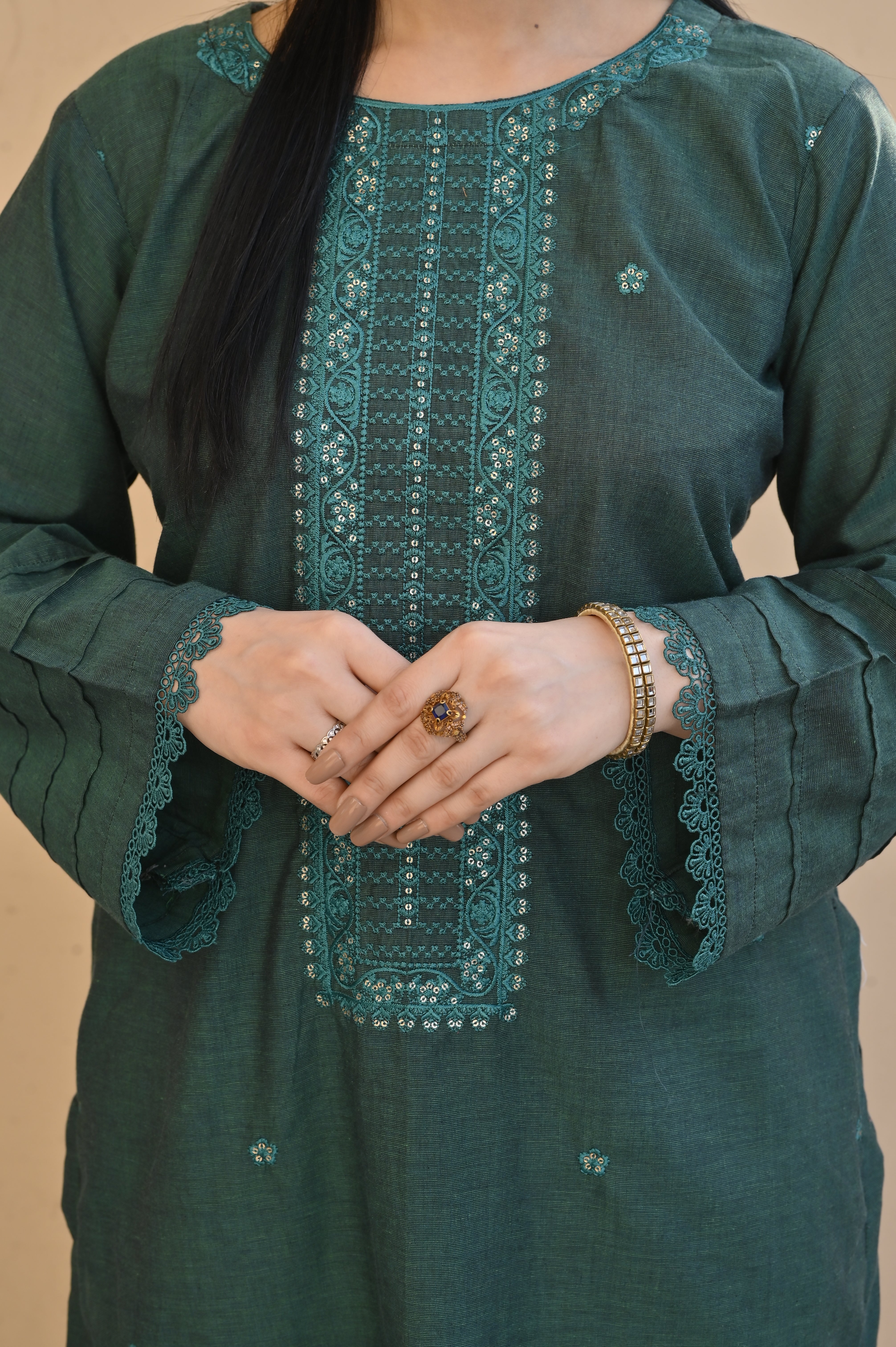 2 Pc Embroidered Stitched | GREEN