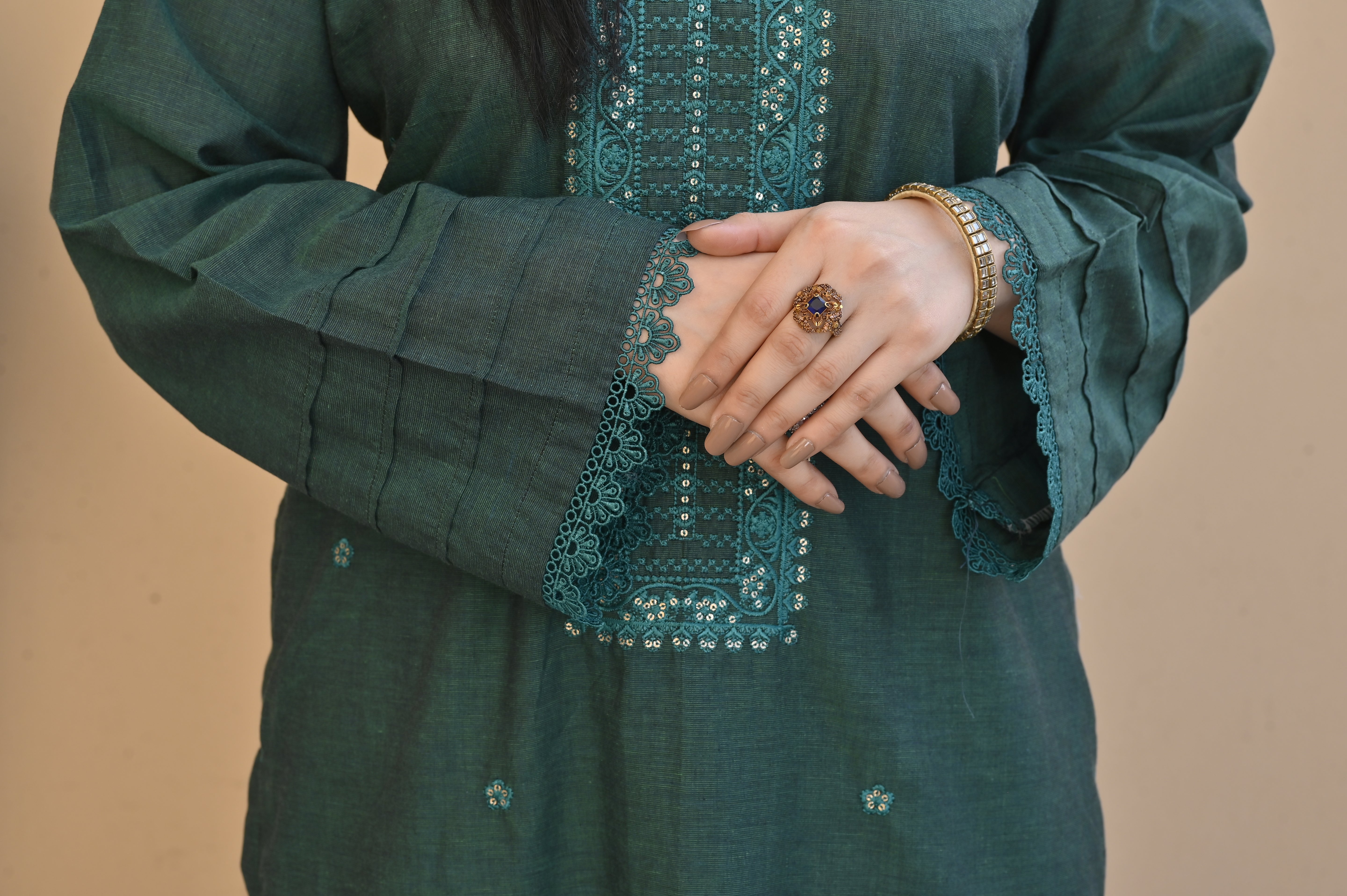 2 Pc Embroidered Stitched | GREEN