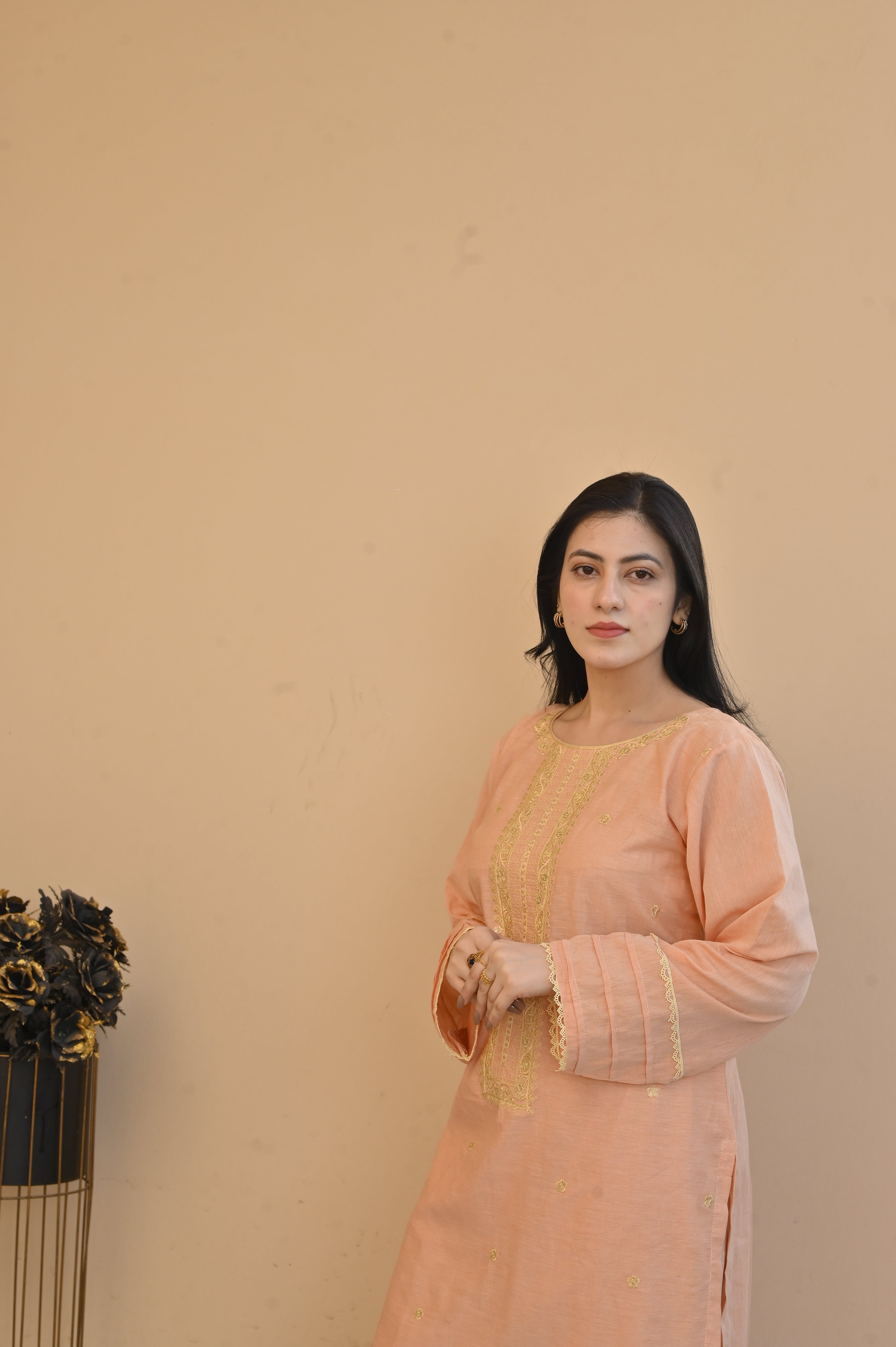 2 Pc Embroidered Stitched | Peach