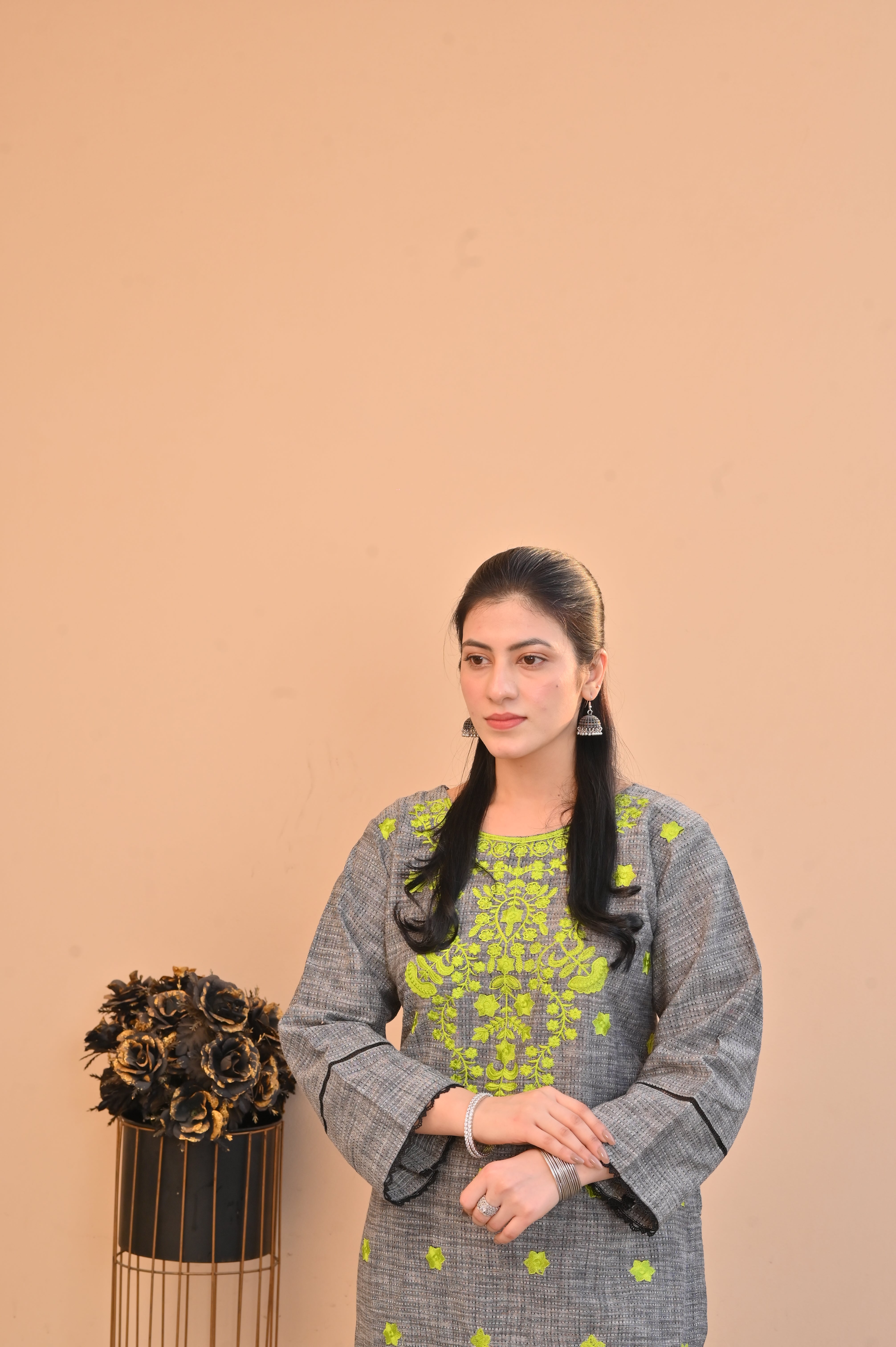 2 Pc Embroidered Stitched | GRAY