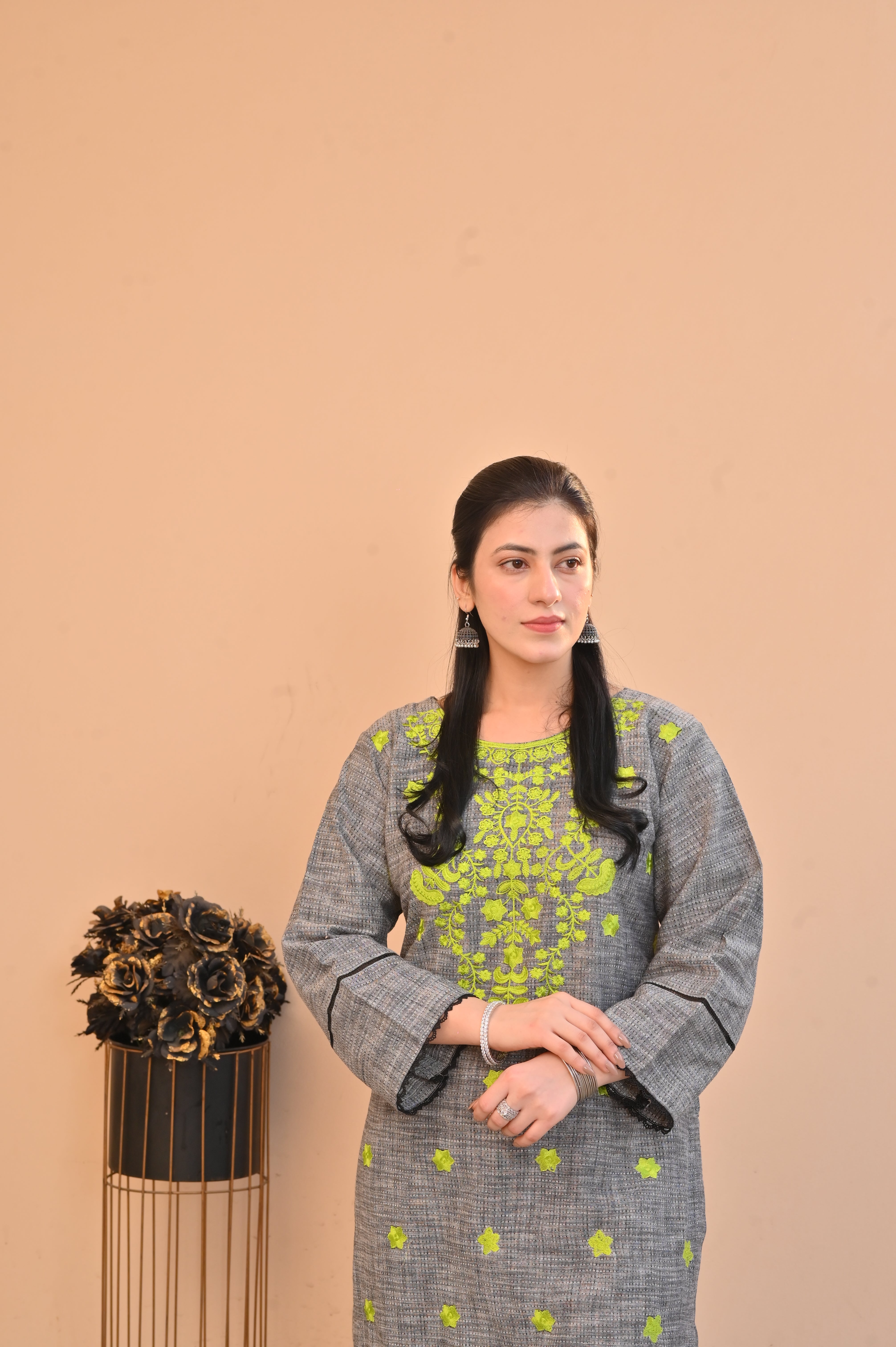 2 Pc Embroidered Stitched | GRAY