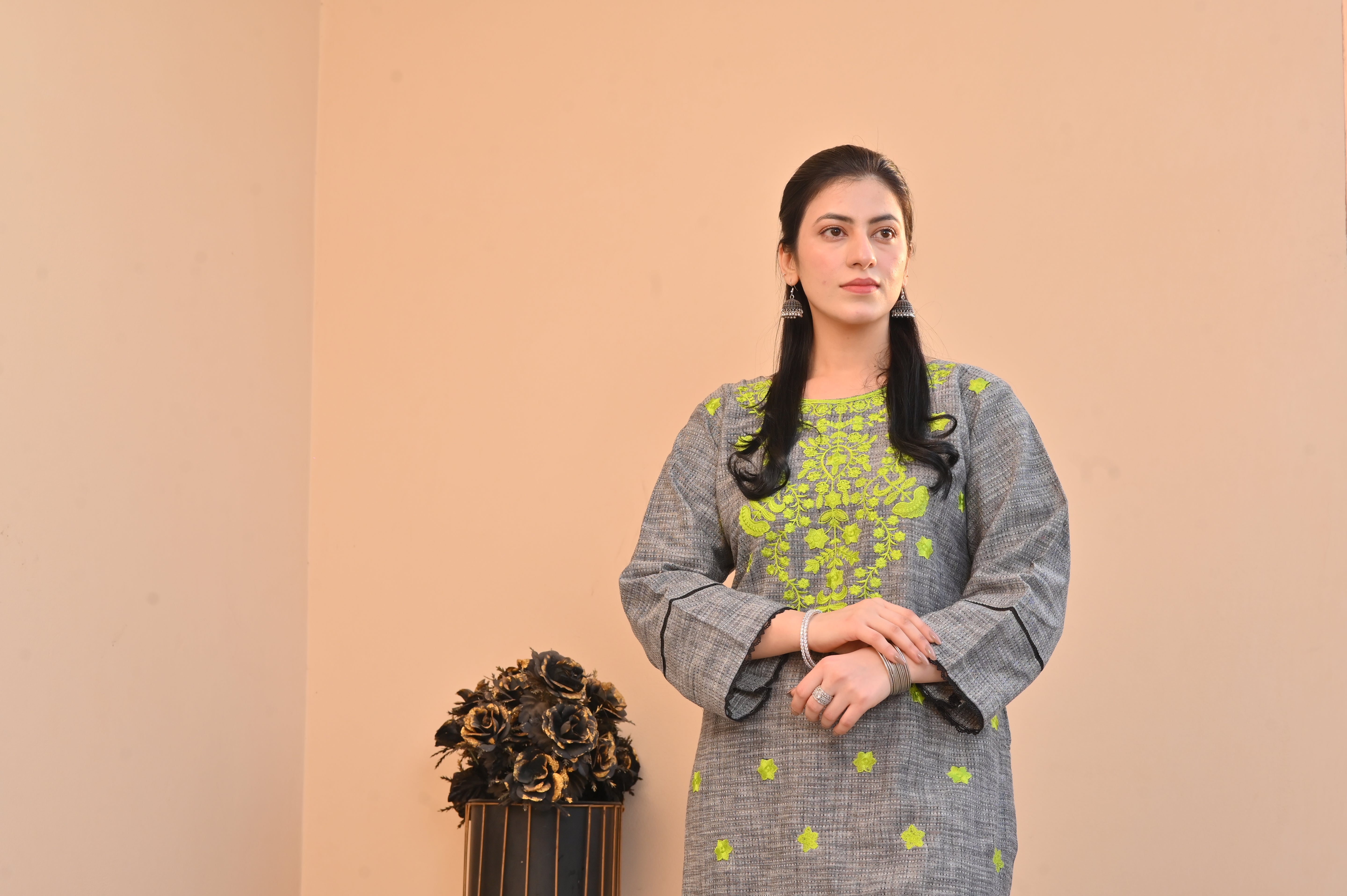 2 Pc Embroidered Stitched | GRAY