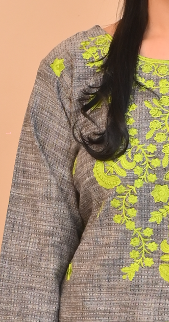 2 Pc Embroidered Stitched | GRAY